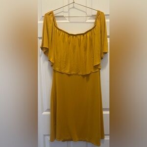 Thalia Sodi Mustard Yellow Off-Shoulder Midi Dress | Size Large